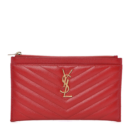 Saint Laurent Grain De Poudre Chevron Monogram Bill Pouch Bandana Red 1 of 7