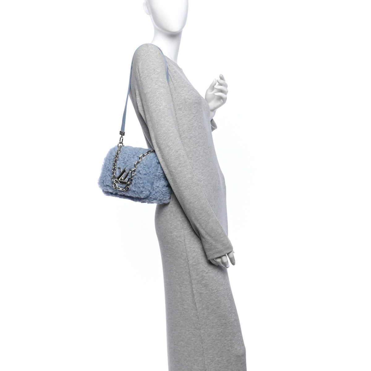 Louis Vuitton Shearling Twist Shoulder Bag PM Blue 2 of 10