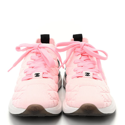 Chanel Mixed Fibers Quilted Womens CC Sneakers 38 Pink 2 of 10