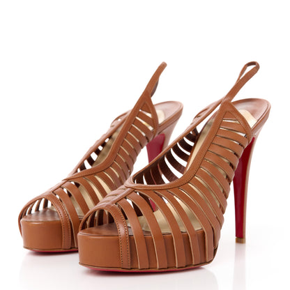 Christian Louboutin Calfskin Buchon 120 Cage Sandals 39.5 Cuoio 3 of 8