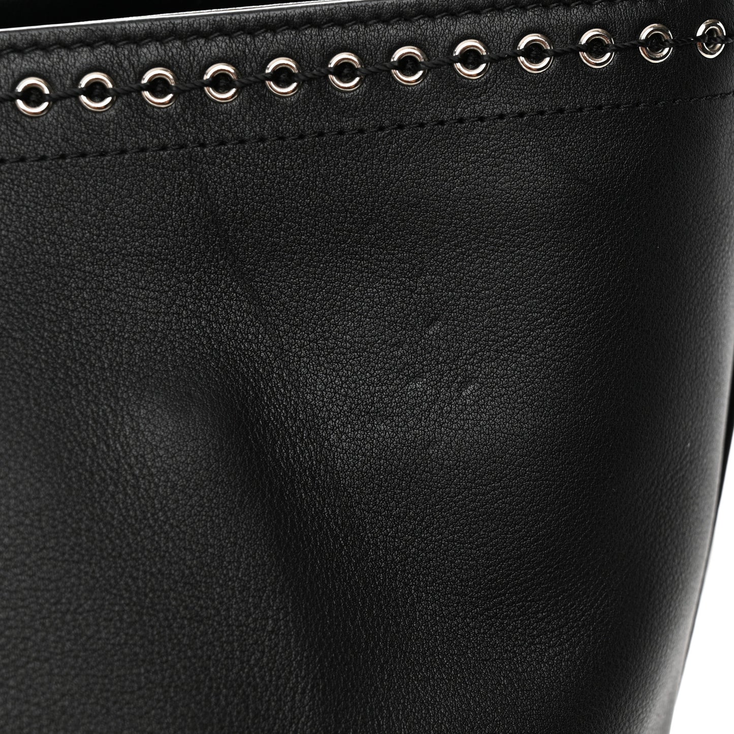 Grained Calfskin Large Coco Eyelets Shopping Tote Black
