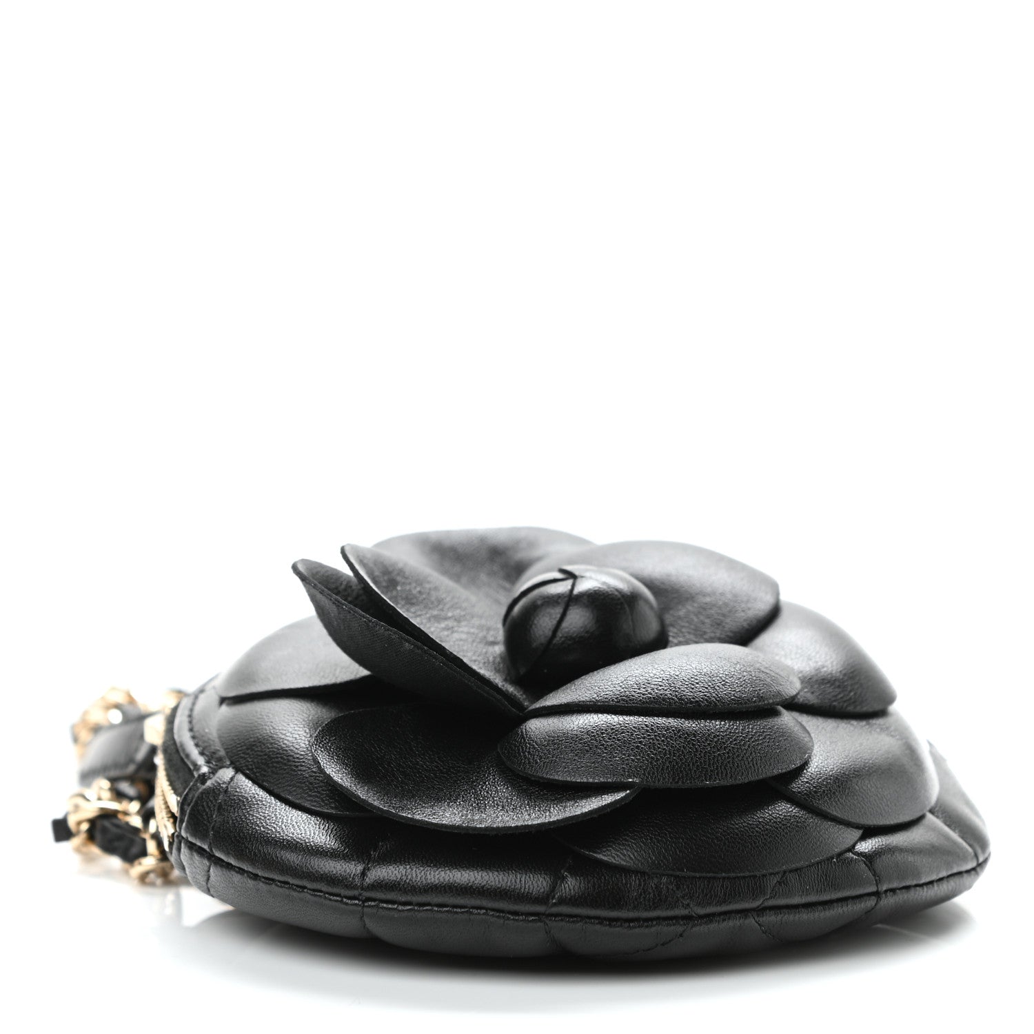 Chanel Lambskin Mini Camellia Bouquet Clutch With Chain Black 4 of 11