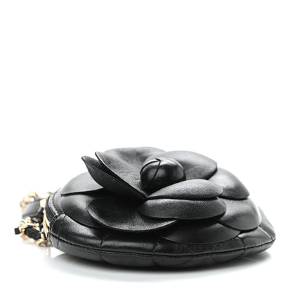 Chanel Lambskin Mini Camellia Bouquet Clutch With Chain Black 4 of 11