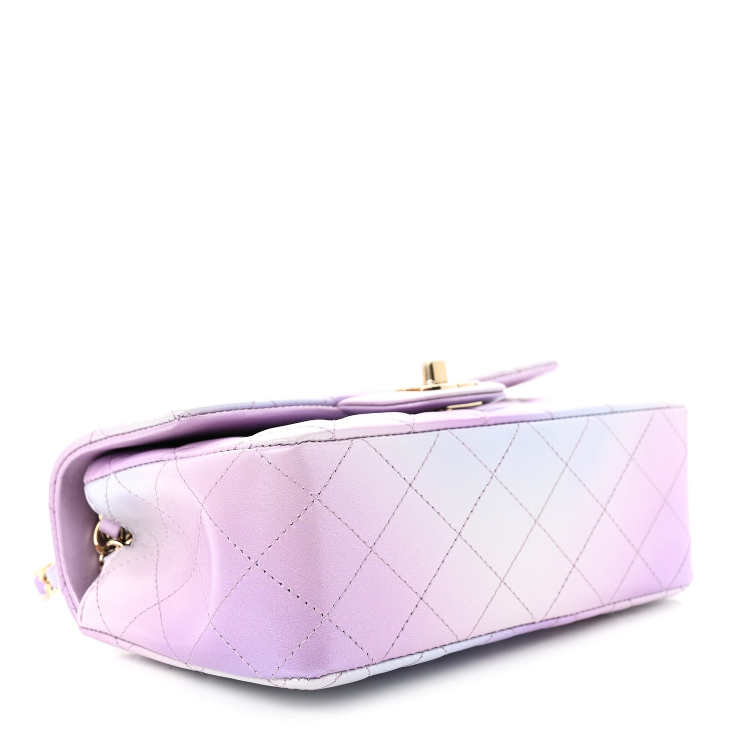 Lambskin Quilted Tie Dye Ombre Mini Rectangular Flap Purple Blue Pink