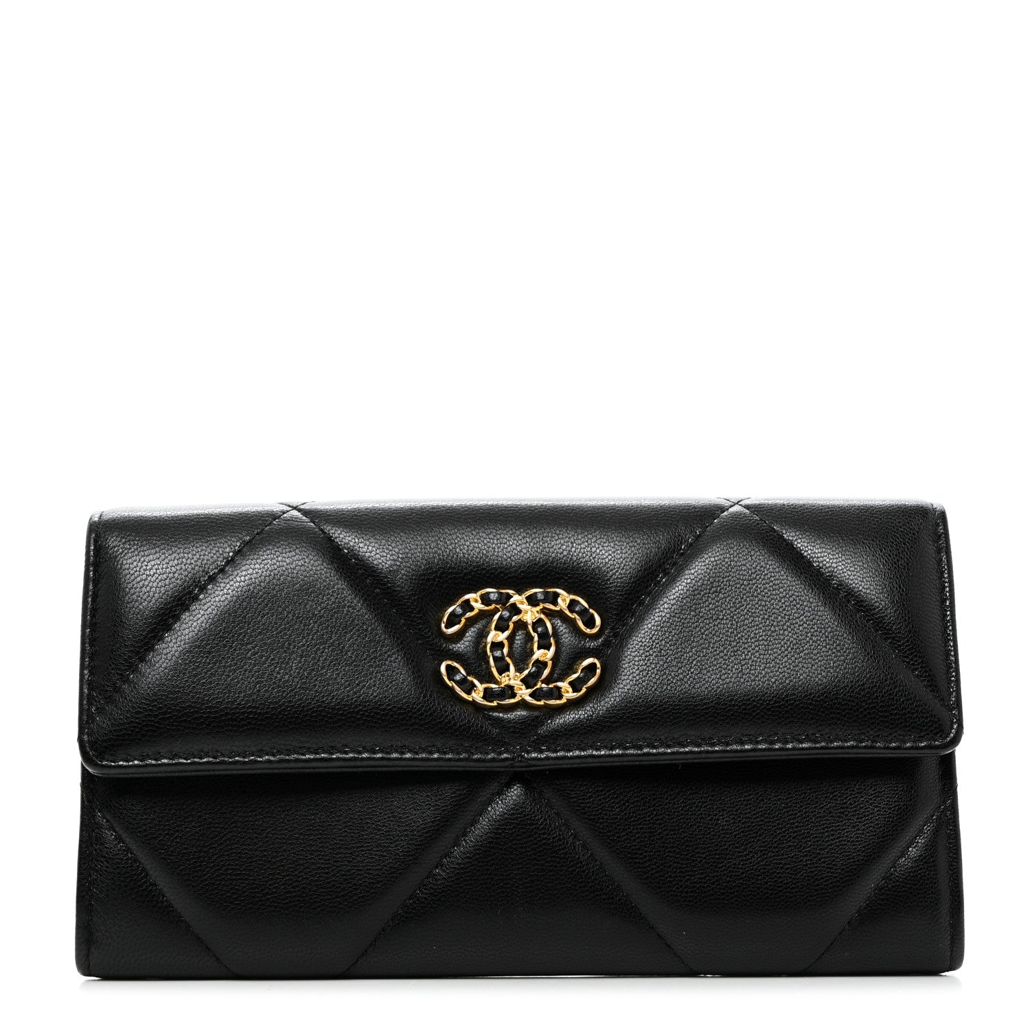 Chanel Lambskin Quilted Chanel 19 Flap Wallet Black 1 of 9