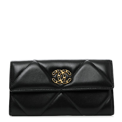 Chanel Lambskin Quilted Chanel 19 Flap Wallet Black 1 of 9
