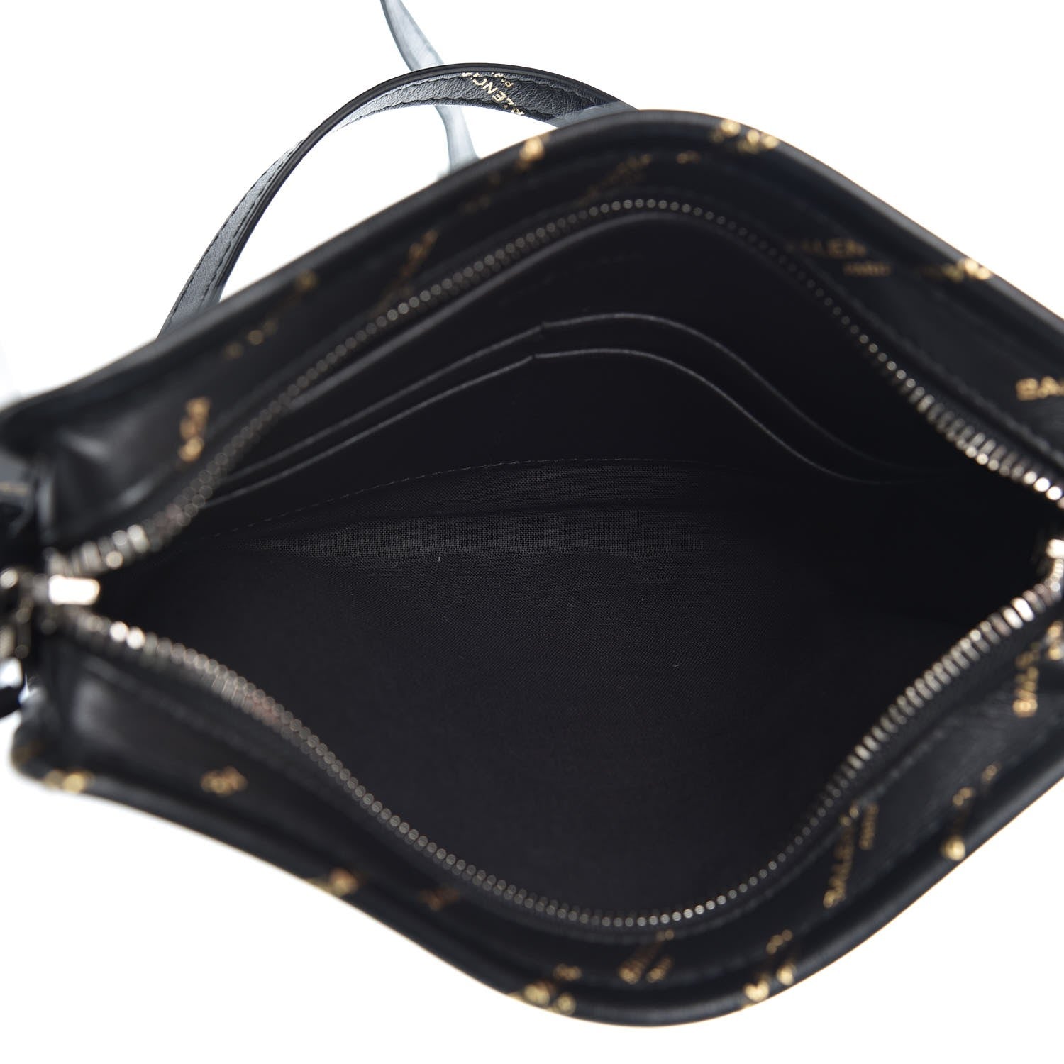 Balenciaga Calfskin Allover Logo Bazar Pochette Crossbody Black Gold 6 of 11