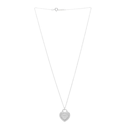 Tiffany 18K White Gold Diamond Return To Tiffany Heart Tag Pendant Necklace 3 of 8