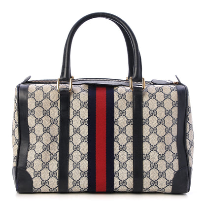 Gucci Coated Canvas Monogram Web Boston Navy 1 of 10