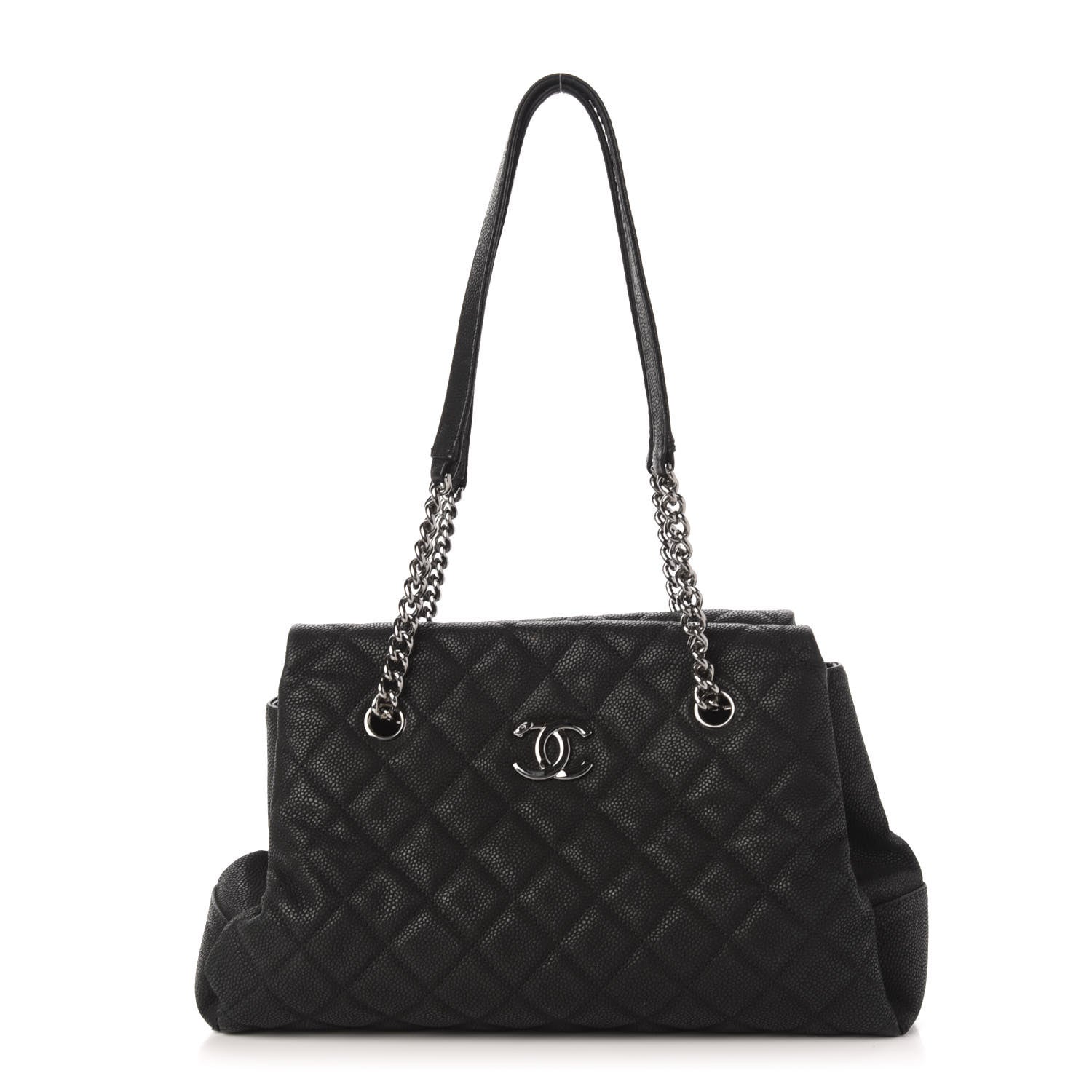 Chanel Iridescent Caviar Quilted Lady Pearly Tote Black 1 of 10