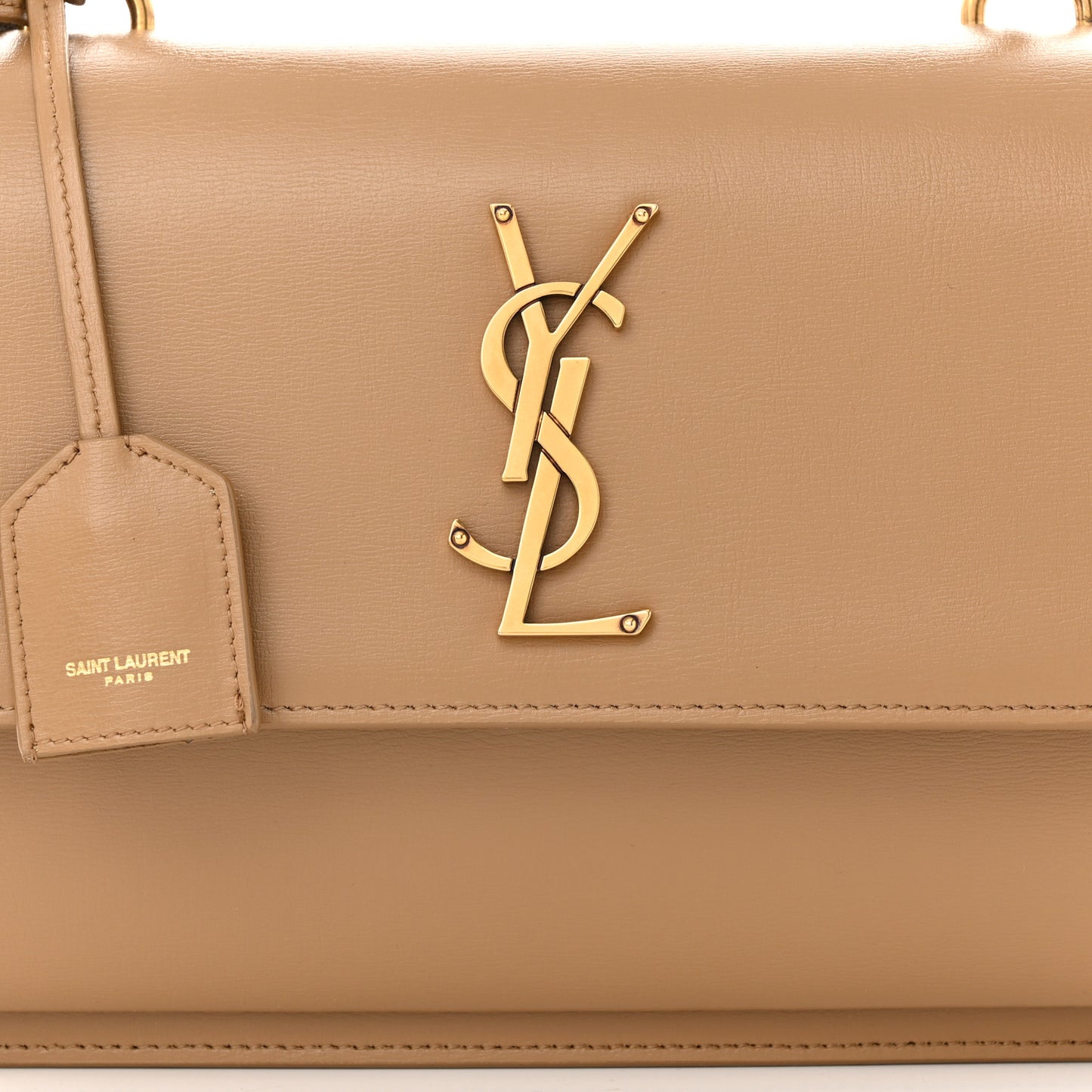 Smooth Calfskin Medium Monogram Sunset Satchel Beige