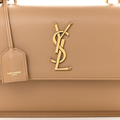 Saint Laurent Smooth Calfskin Medium Monogram Sunset Satchel Beige 8 of 10