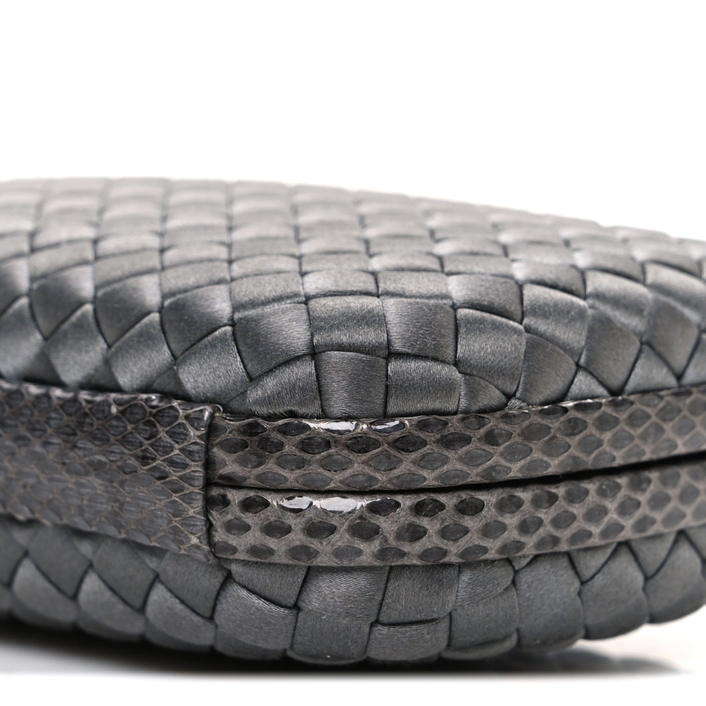 Satin Ayers Intrecciato Chain Knot Clutch Grey