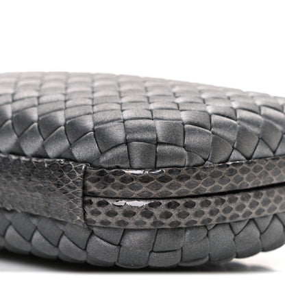Bottega Veneta Satin Ayers Intrecciato Chain Knot Clutch Grey 9 of 10