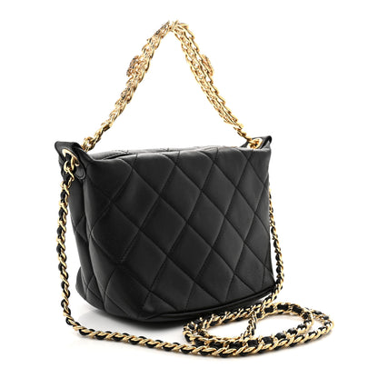Chanel Lambskin Quilted Crystal Small CC Chain Hobo Black 3 of 11