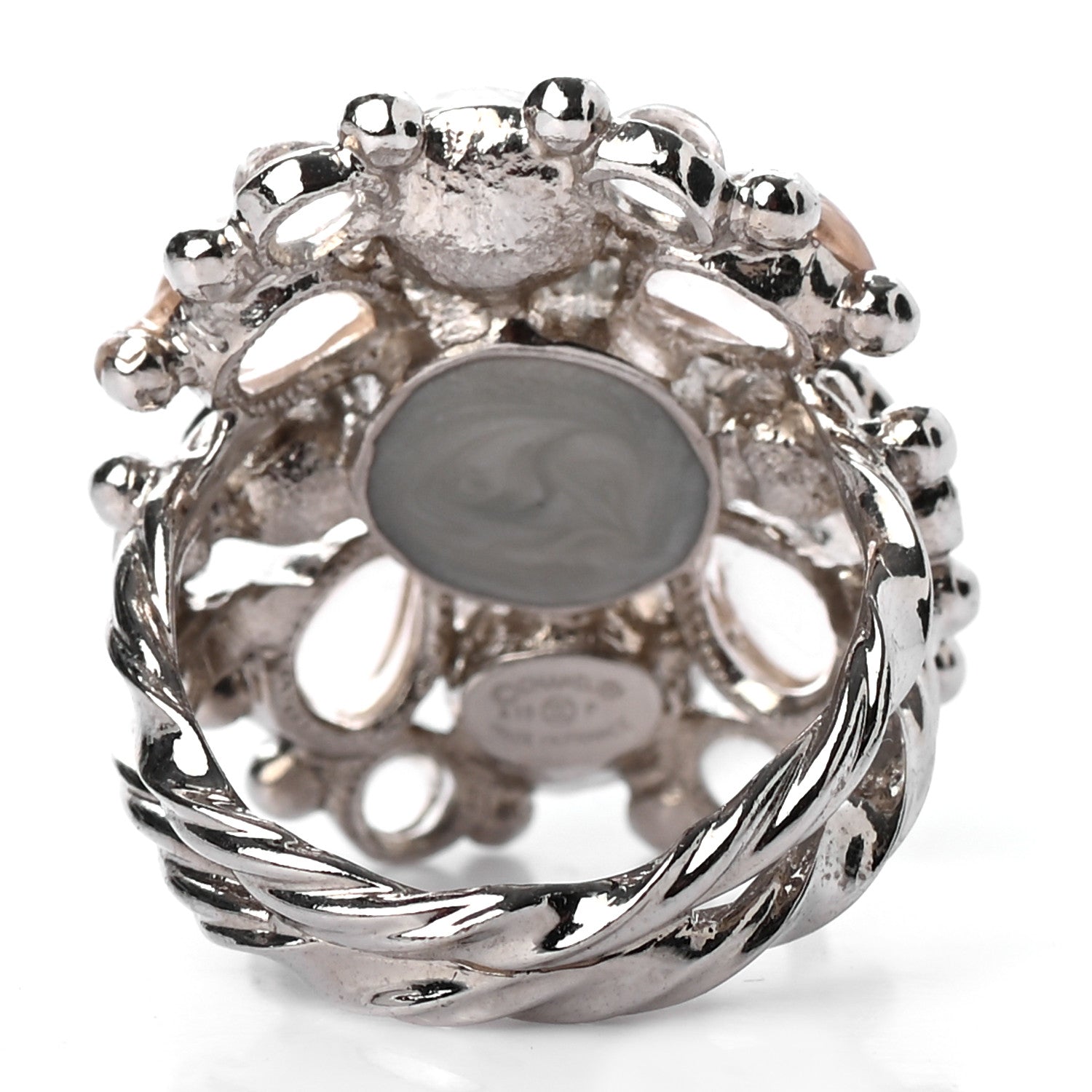 Chanel Crystal CC Ring 6 Silver 3 of 4