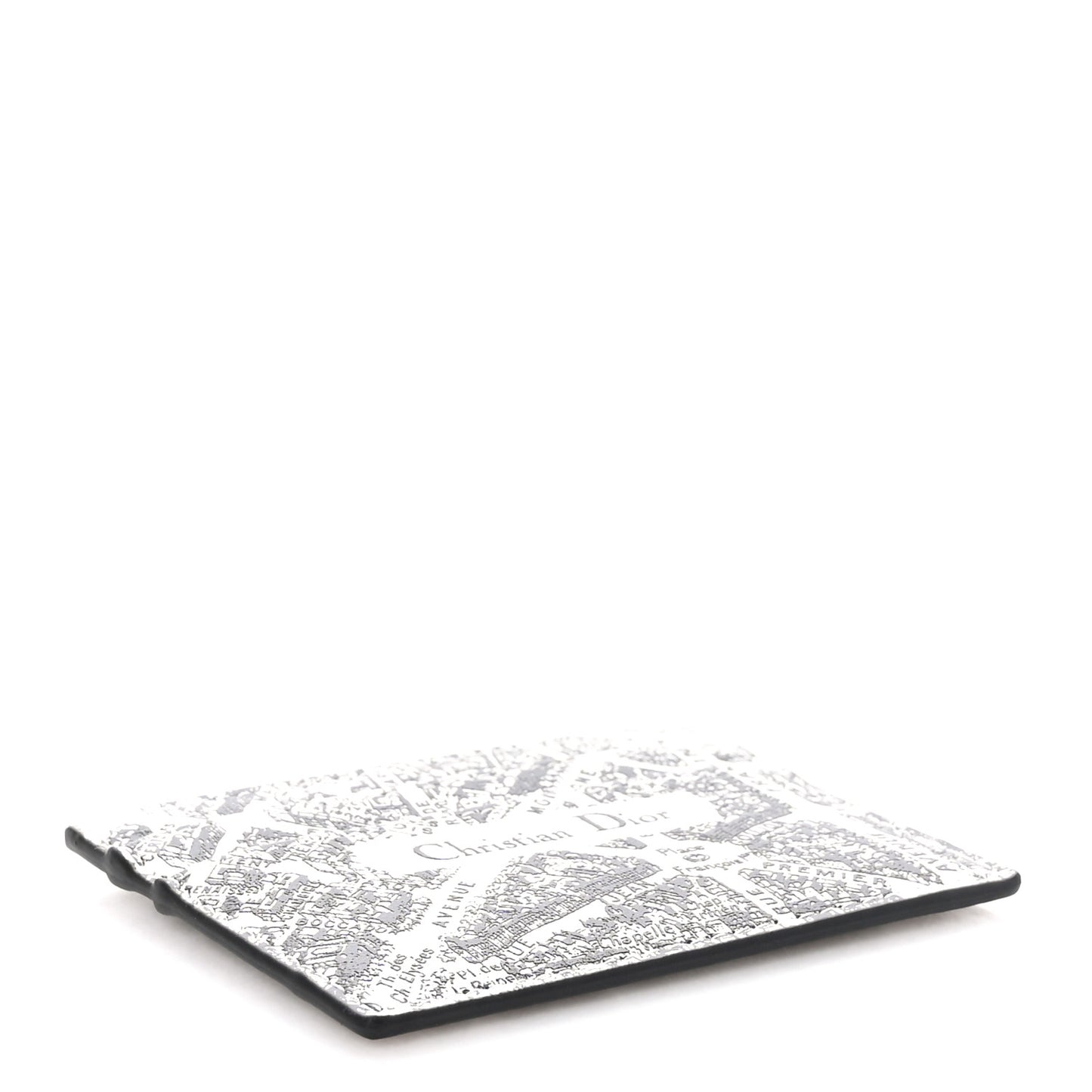 Calfskin Plan De Paris Print Card Holder White Black