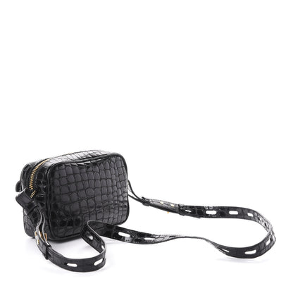 Tom Ford Crocodile Embossed Calfskin T Twist Camera Bag Black 3 of 8