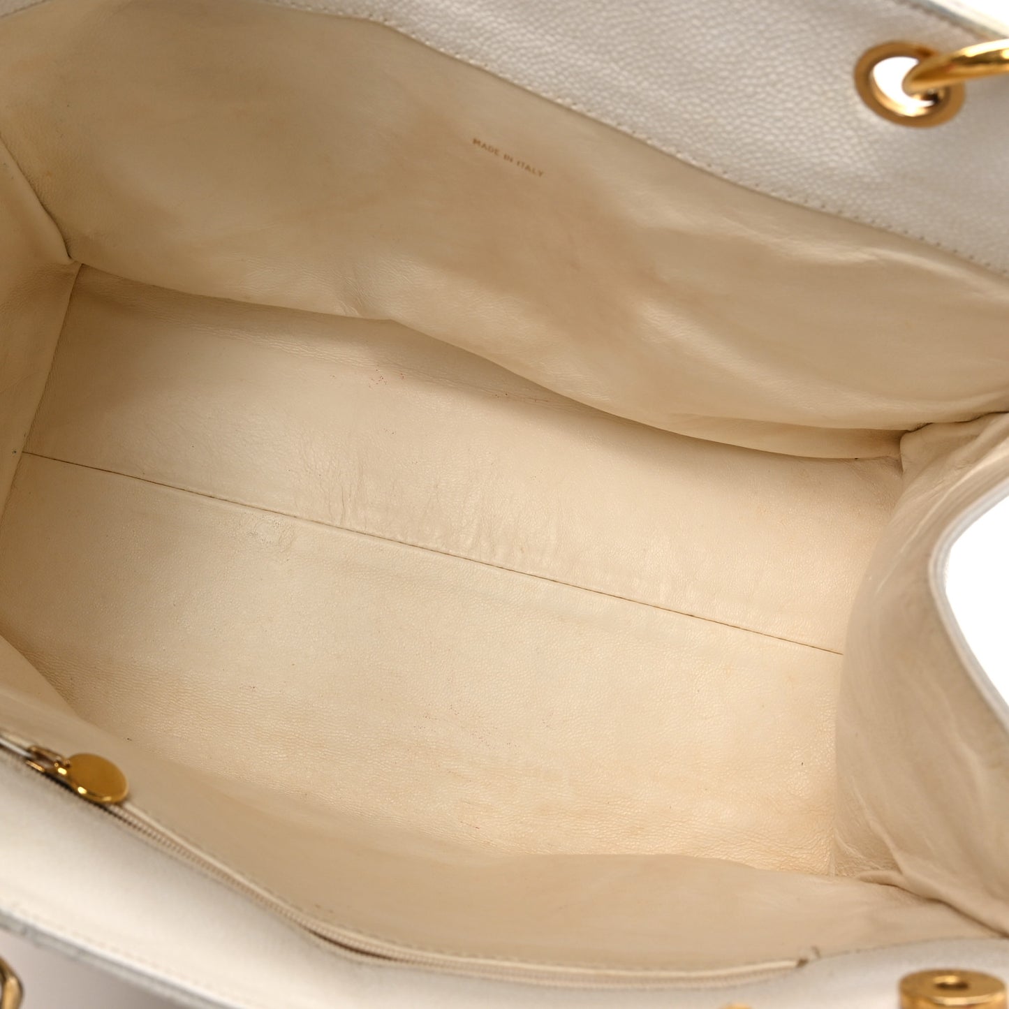 Caviar Quilted Timeless CC Shopping Tote White