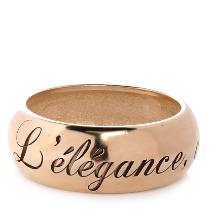 Chanel Wide Metal L'Elegance French Quote Bangle Gold 3 of 5