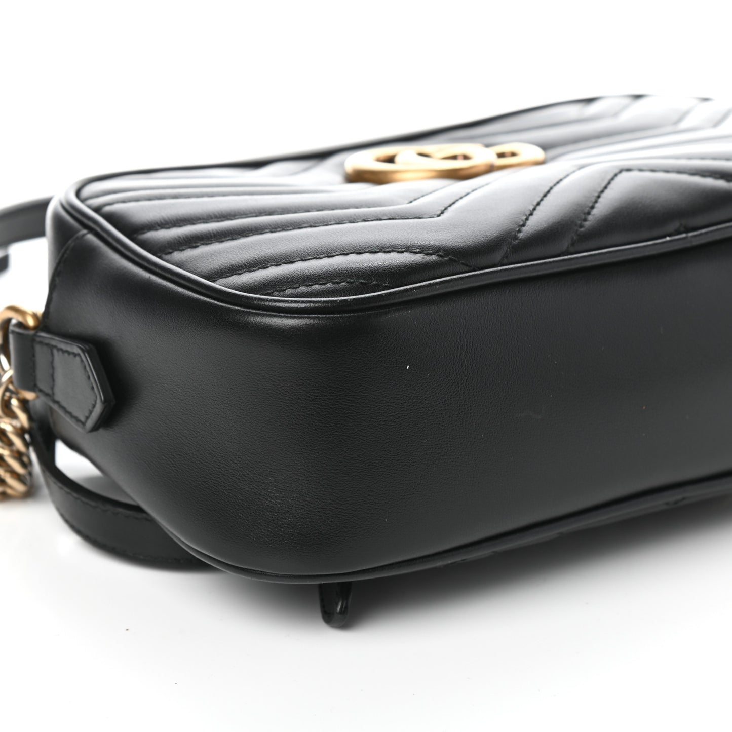 Calfskin Matelasse Small GG Marmont Chain Shoulder Bag Black