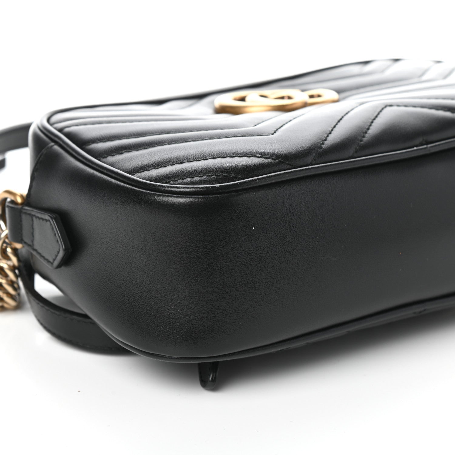 Gucci Calfskin Matelasse Small GG Marmont Chain Shoulder Bag Black 8 of 10