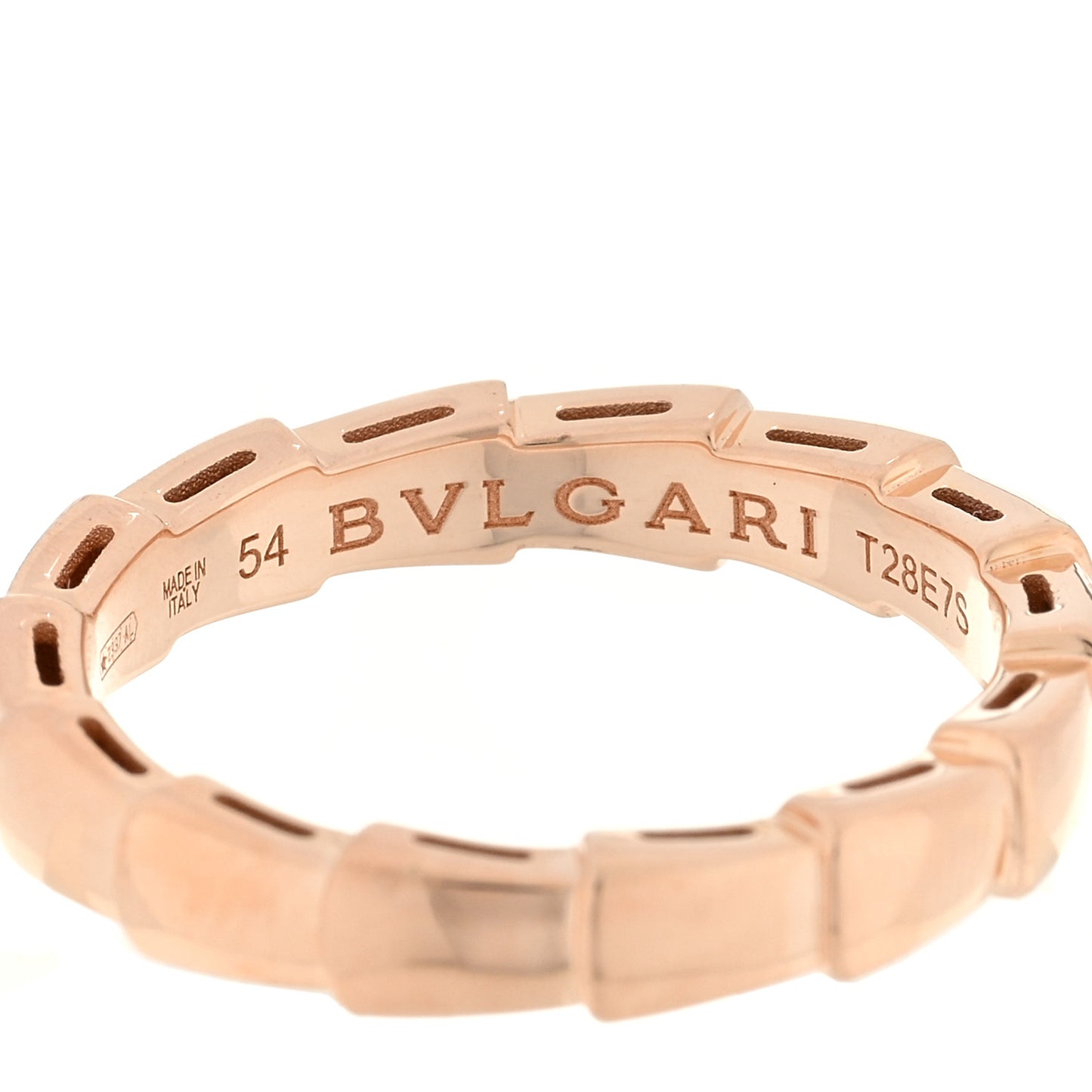 18K Rose Gold Serpenti Viper Band Ring 54 6.75