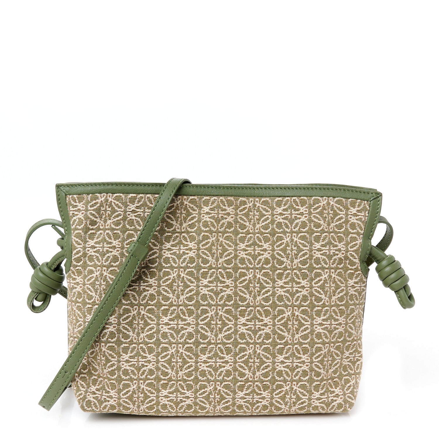 Loewe Jacquard Anagram Calfskin Mini Flamenco Knot Clutch Vintage Khaki 1 of 10