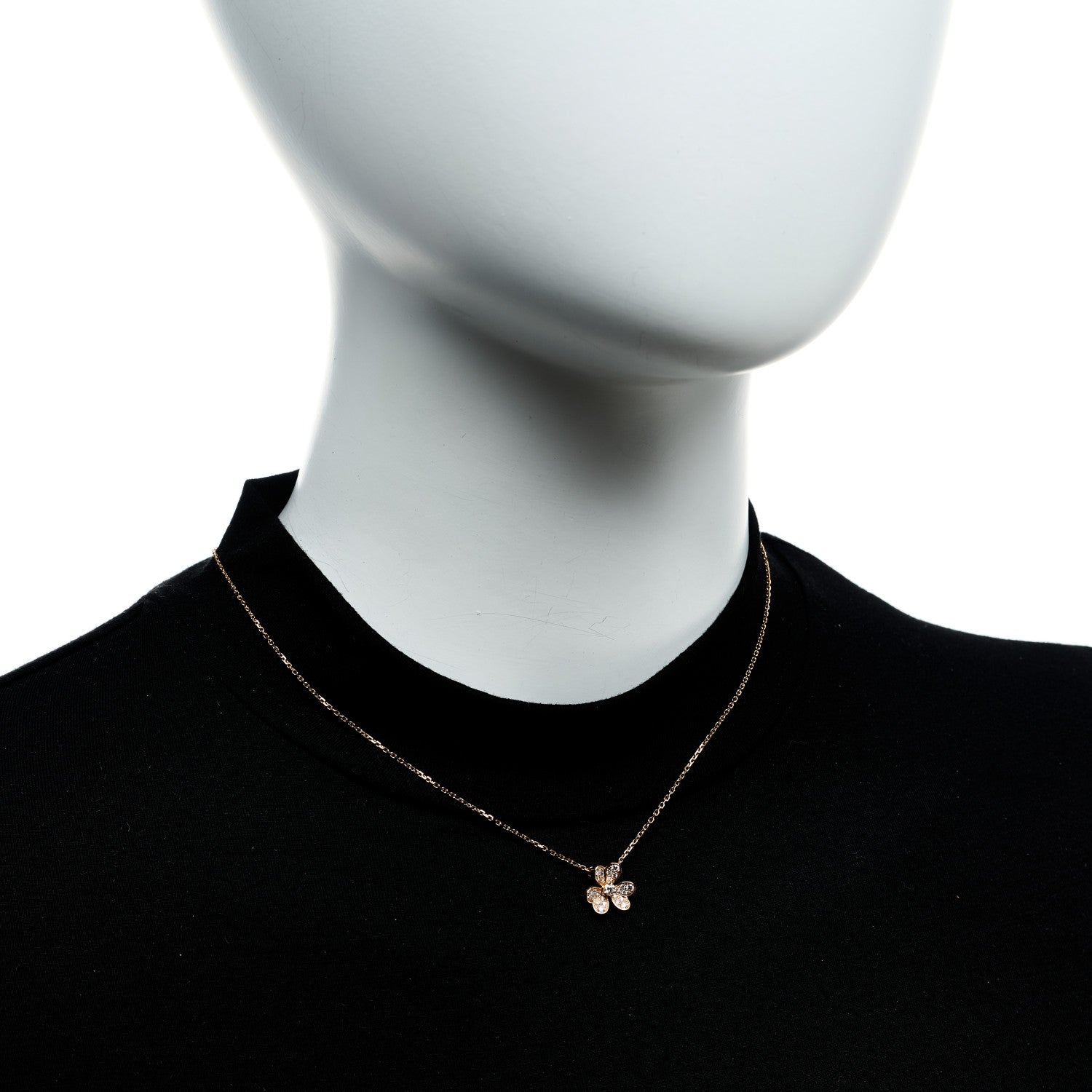 Van Cleef & Arpels 18K Rose Gold Diamond Mini Frivole Pendant Pave Necklace 2 of 6