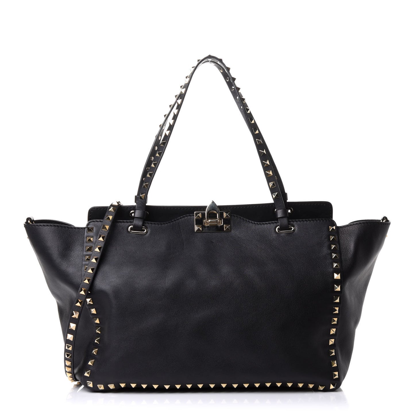 Vitello Medium Rockstud Tote Black