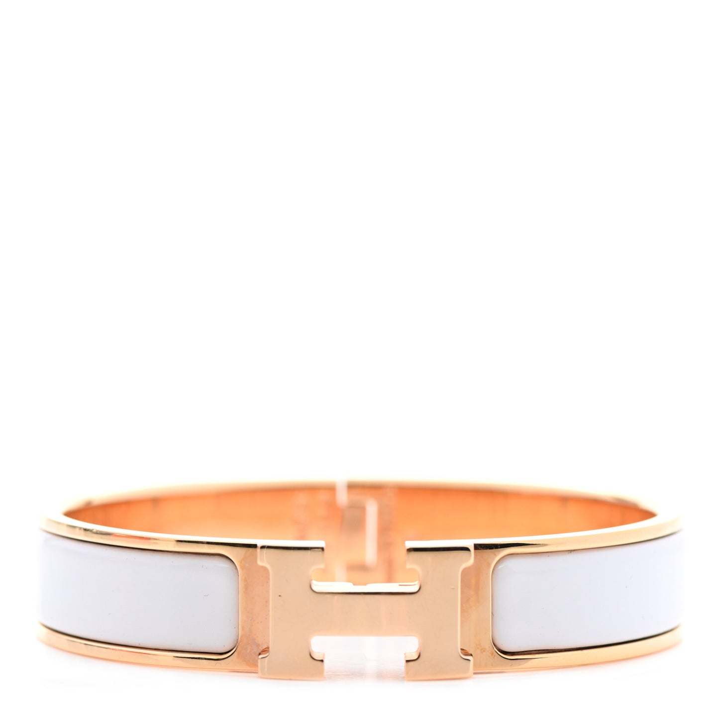 Enamel Narrow Clic Clac H Bracelet PM White