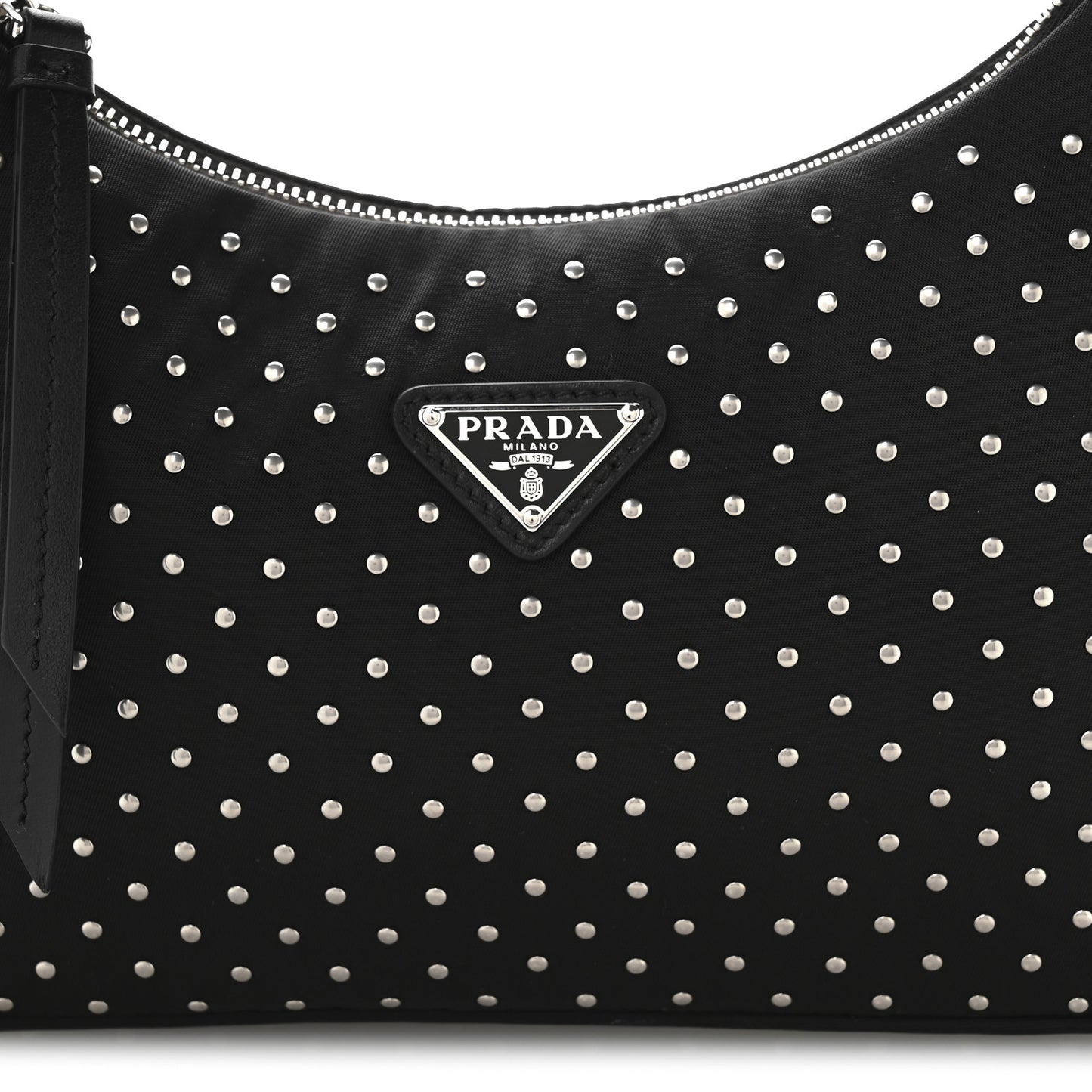 Tessuto Nylon Studded Mini Re-Edition Bag Black