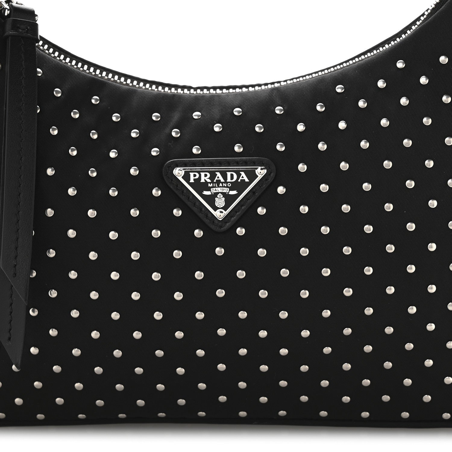 Prada Tessuto Nylon Studded Mini Re-Edition Bag Black 8 of 11