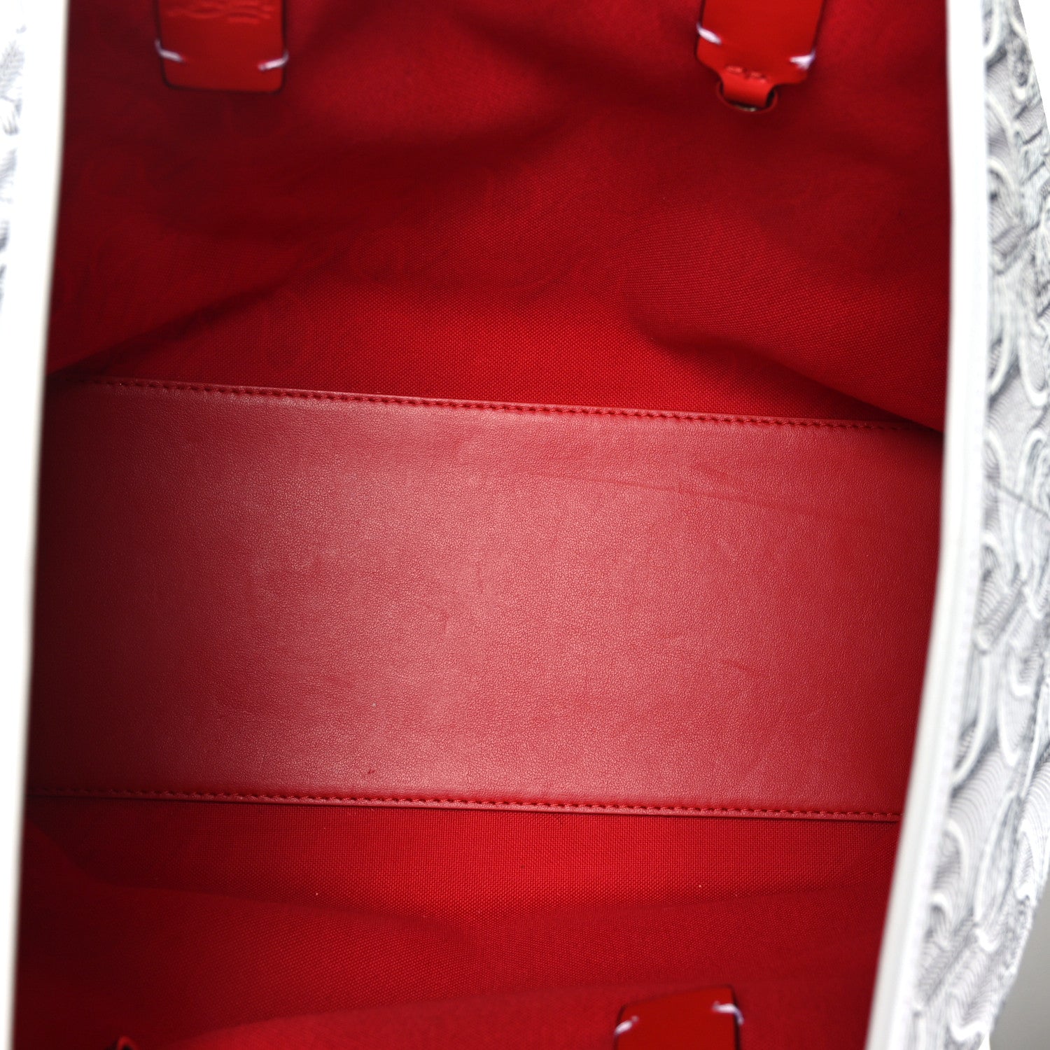 Christian Louboutin Toile Monogram Calfskin Printed Spikes Small East West Cabata Tote White Black White Black 6 of 10