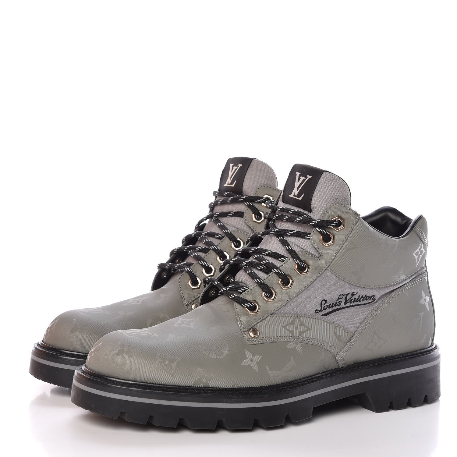 Louis Vuitton Monogram Titanium Mens Oberkampf Ankle Boots 7 3 of 9