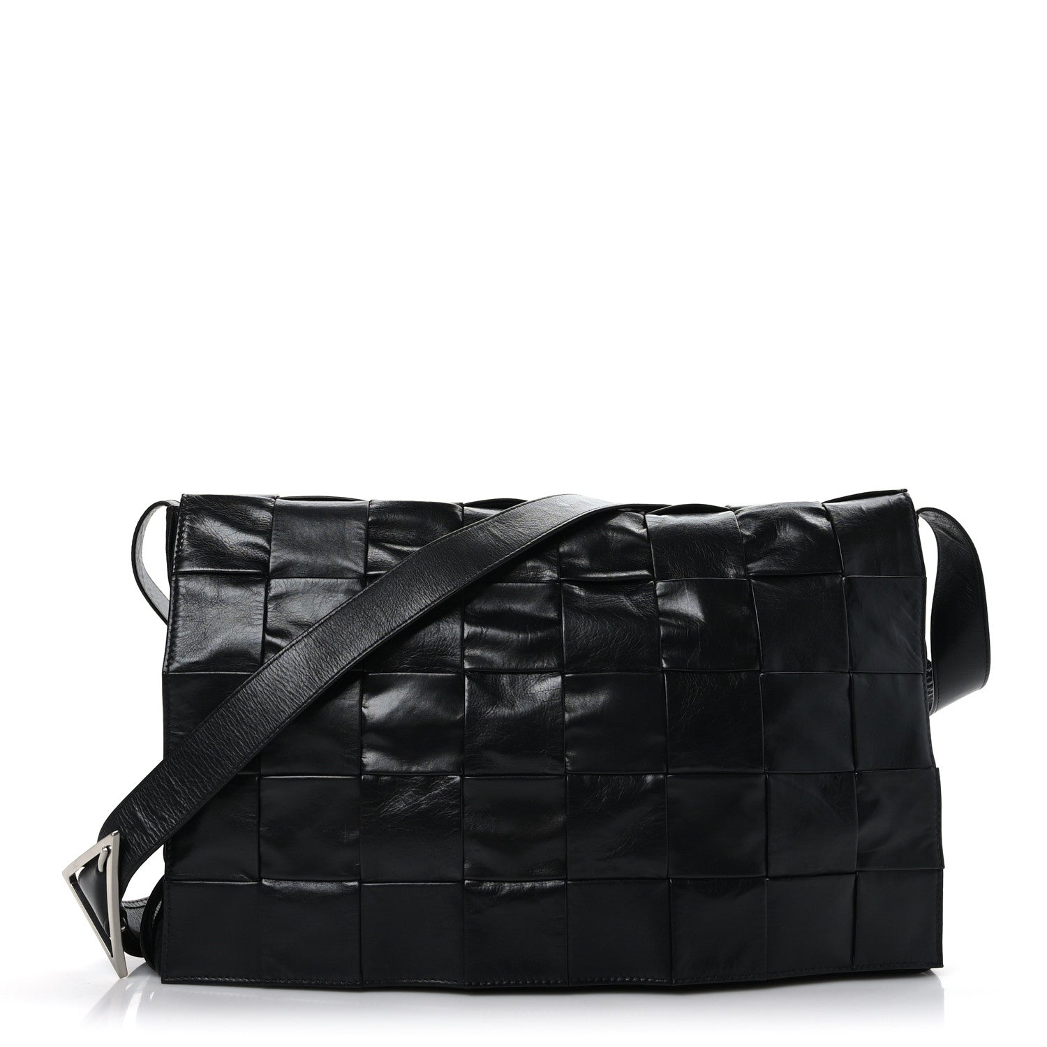 Bottega Veneta Paper Calfskin Maxi Intreccio Large Cassette Crossbody Bag Black 1 of 8