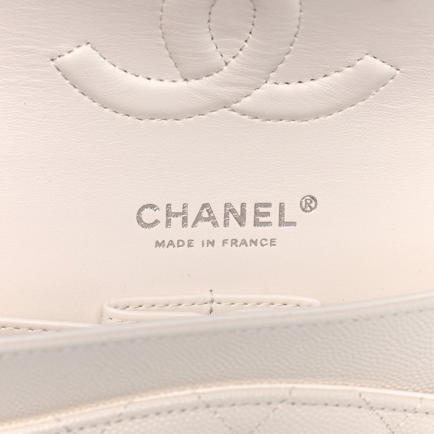 Caviar Quilted Medium Double Flap White
