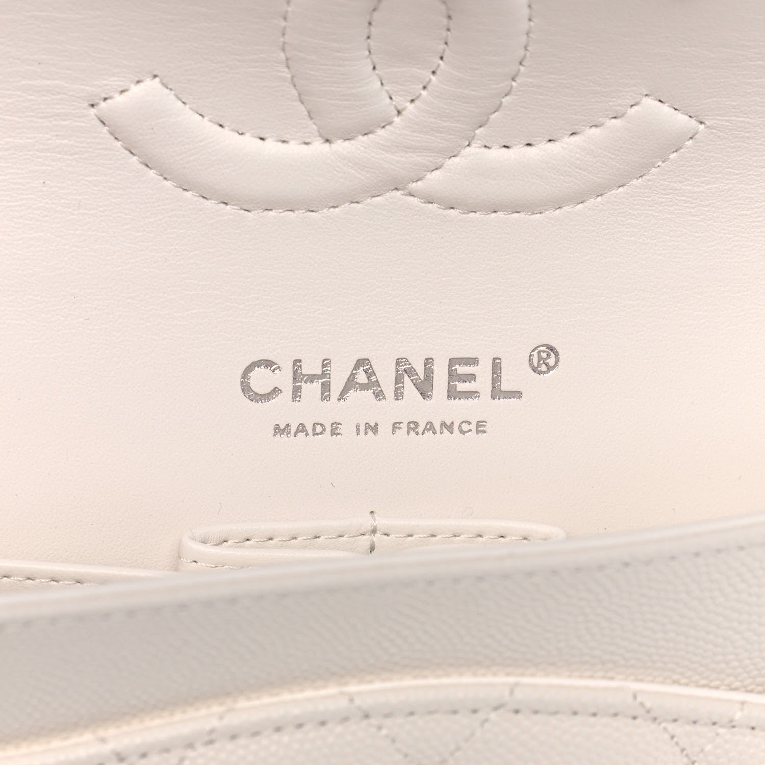 Chanel Caviar Quilted Medium Double Flap White 10 of 13