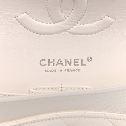 Chanel Caviar Quilted Medium Double Flap White 10 of 13