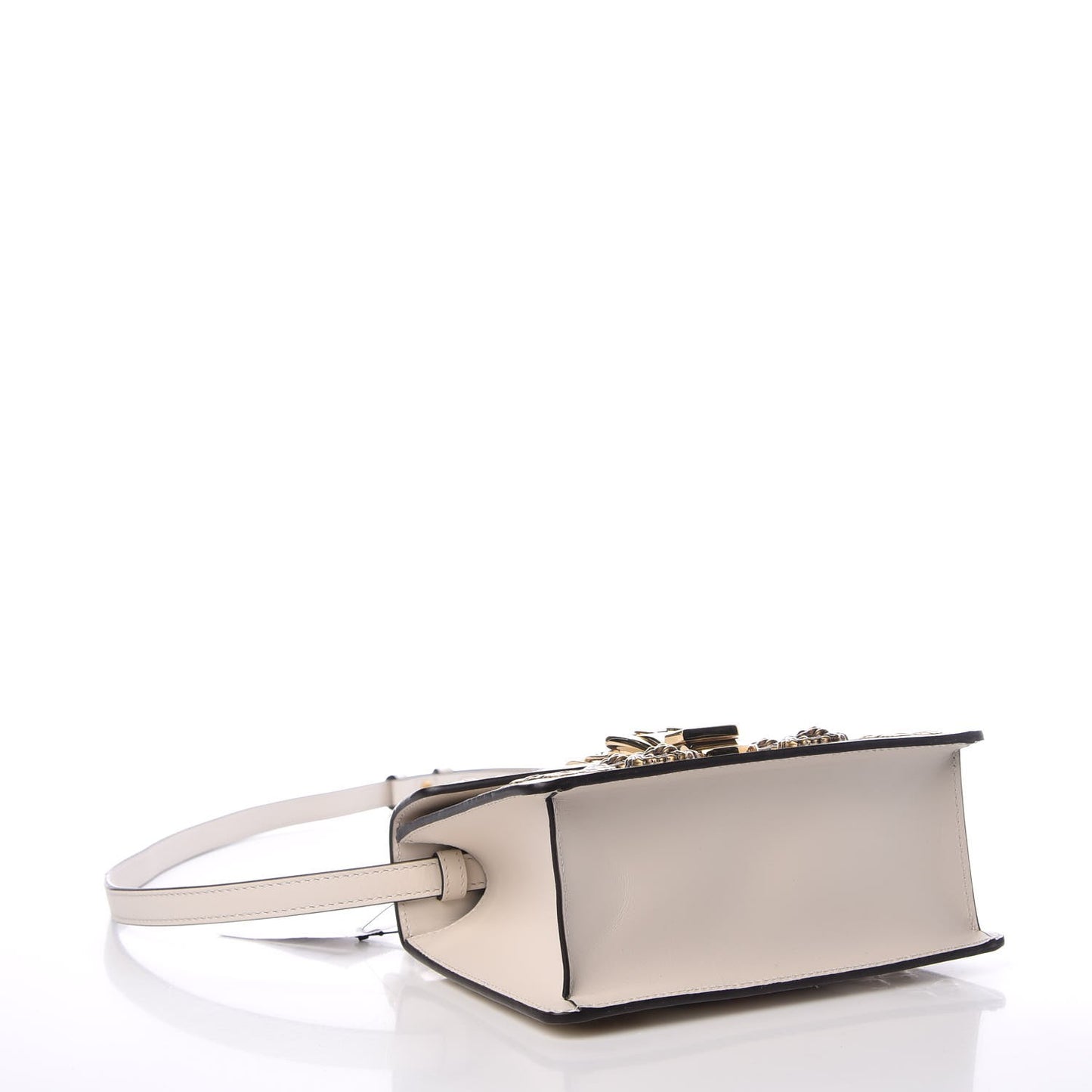 Calfskin Animal Studs Mini Sylvie Top Handle Bag White
