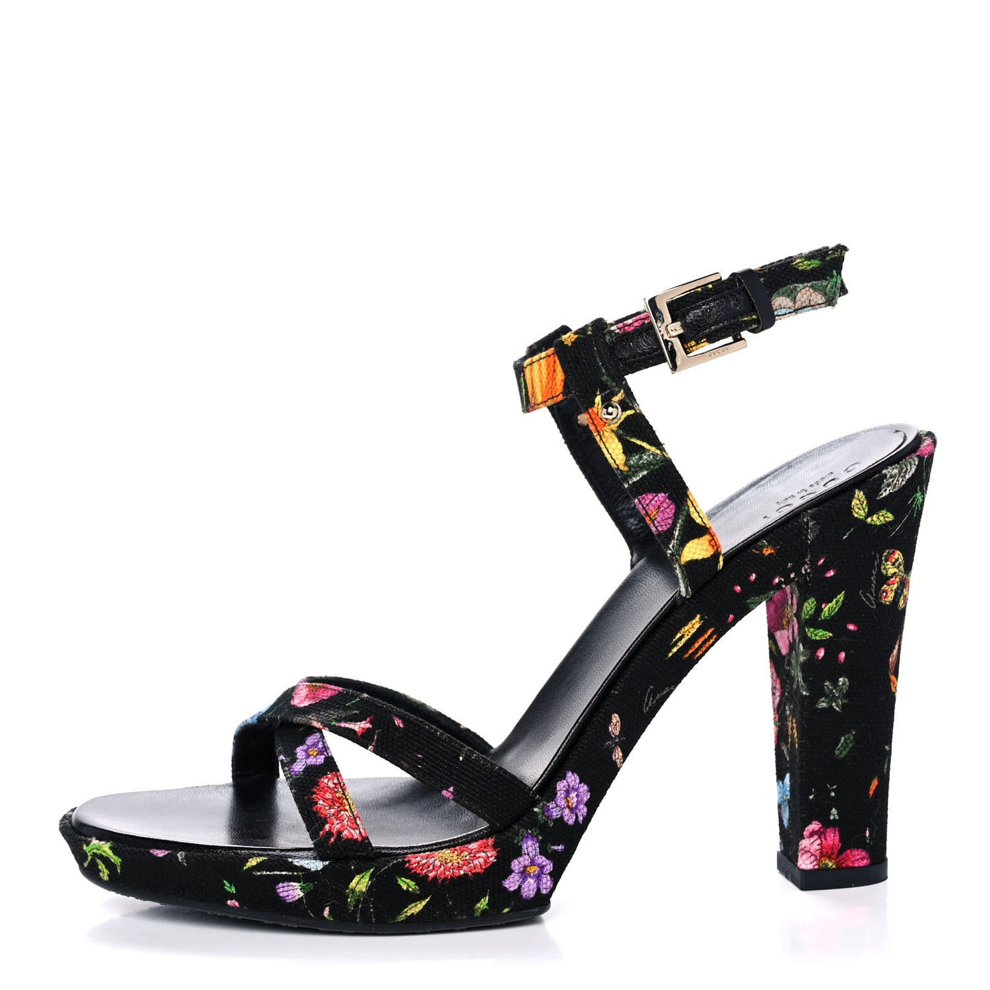 Canvas Flora High Heel Sandals 8.5 Black
