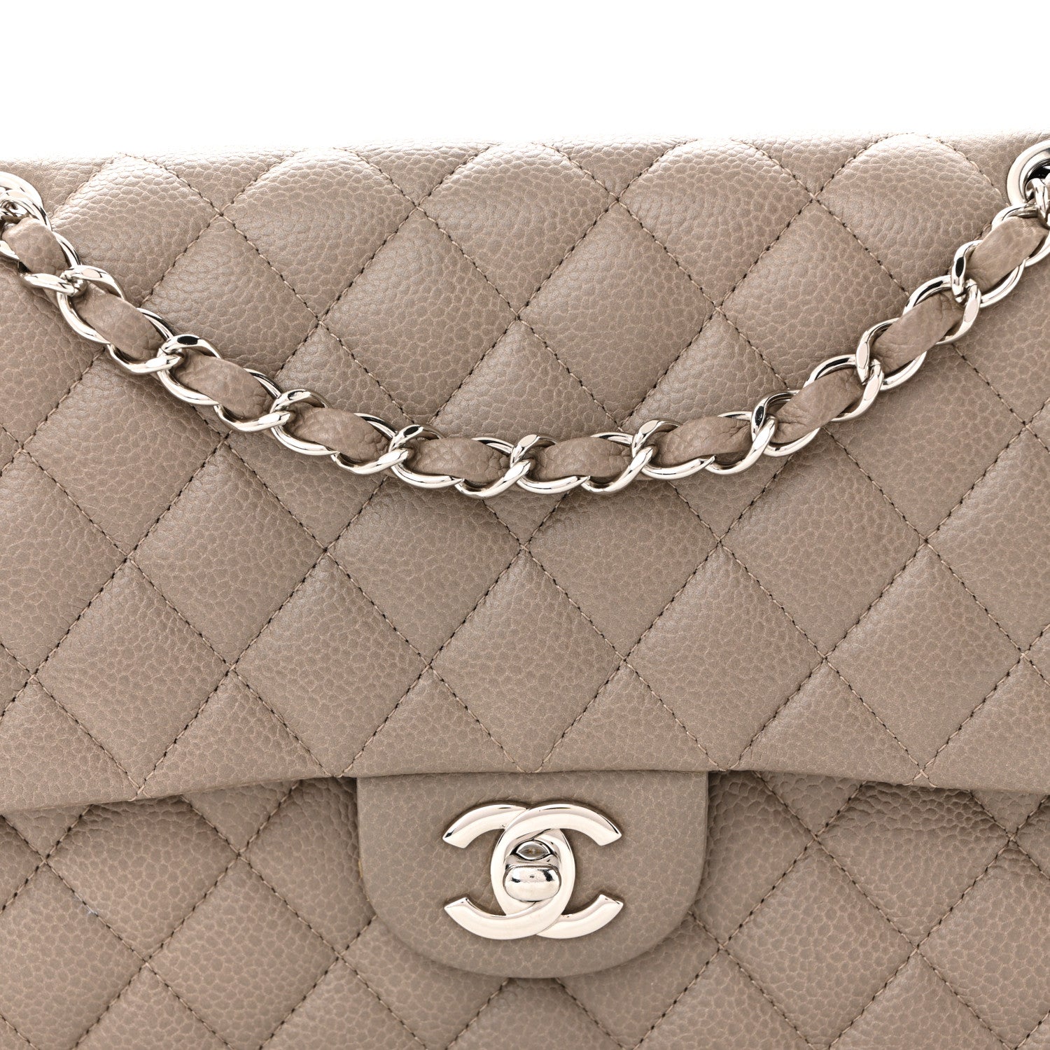Chanel Caviar Quilted Medium Double Flap Taupe 8 of 10