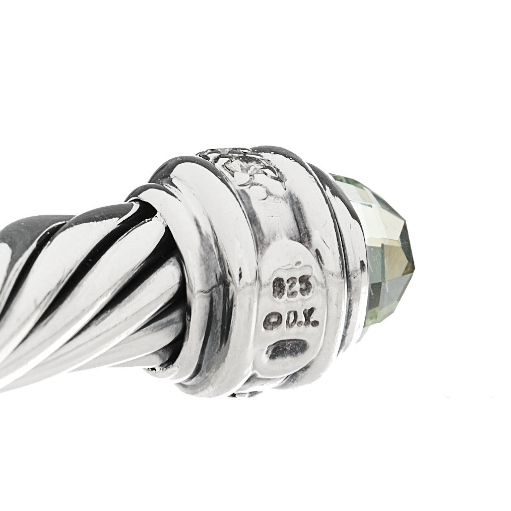 David Yurman Sterling Silver Diamond Prasiolite 7mm Cable Classics Bracelet 3 of 3