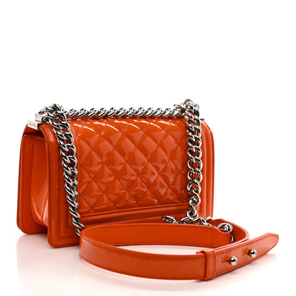 Chanel Patent Calfskin Quilted Small Plexiglass Boy Flap Orange 3 of 13
