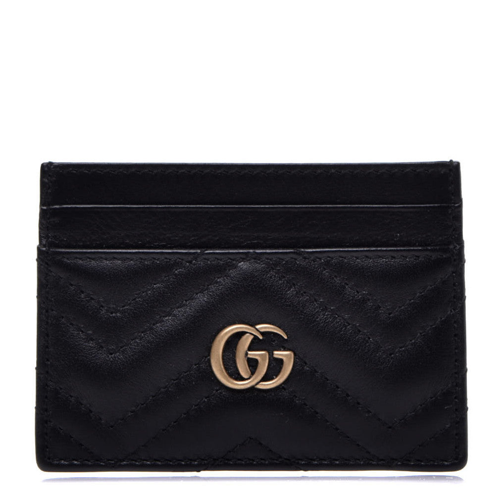 Calfskin Matelasse GG Marmont Card Holder Black