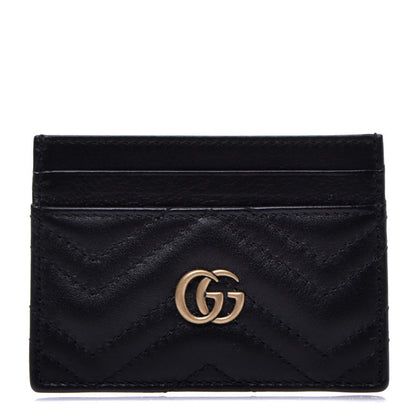 Gucci Calfskin Matelasse GG Marmont Card Holder Black 1 of 7