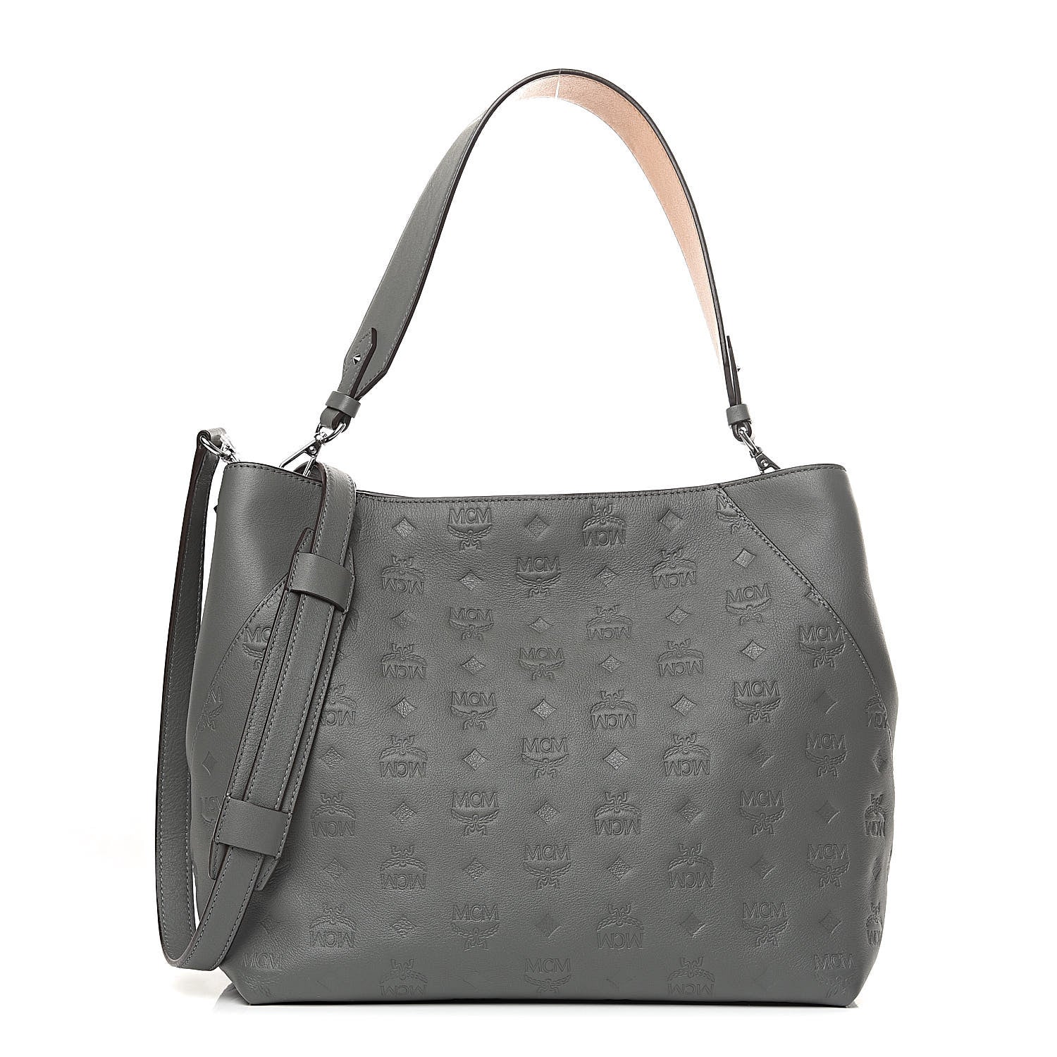 MCM Grained Calfskin Medium Klara Hobo Charcoal 1 of 10