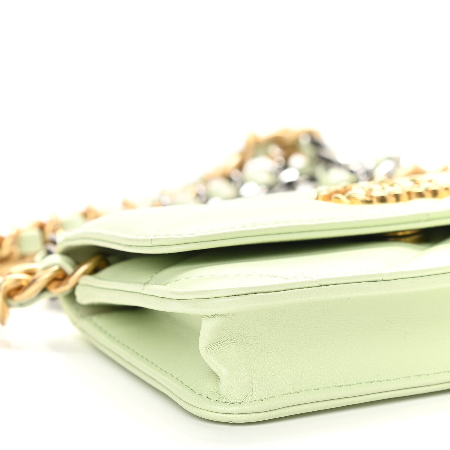 Chanel Lambskin Quilted Chanel 19 Clutch With Chain Light Green 9 of 10