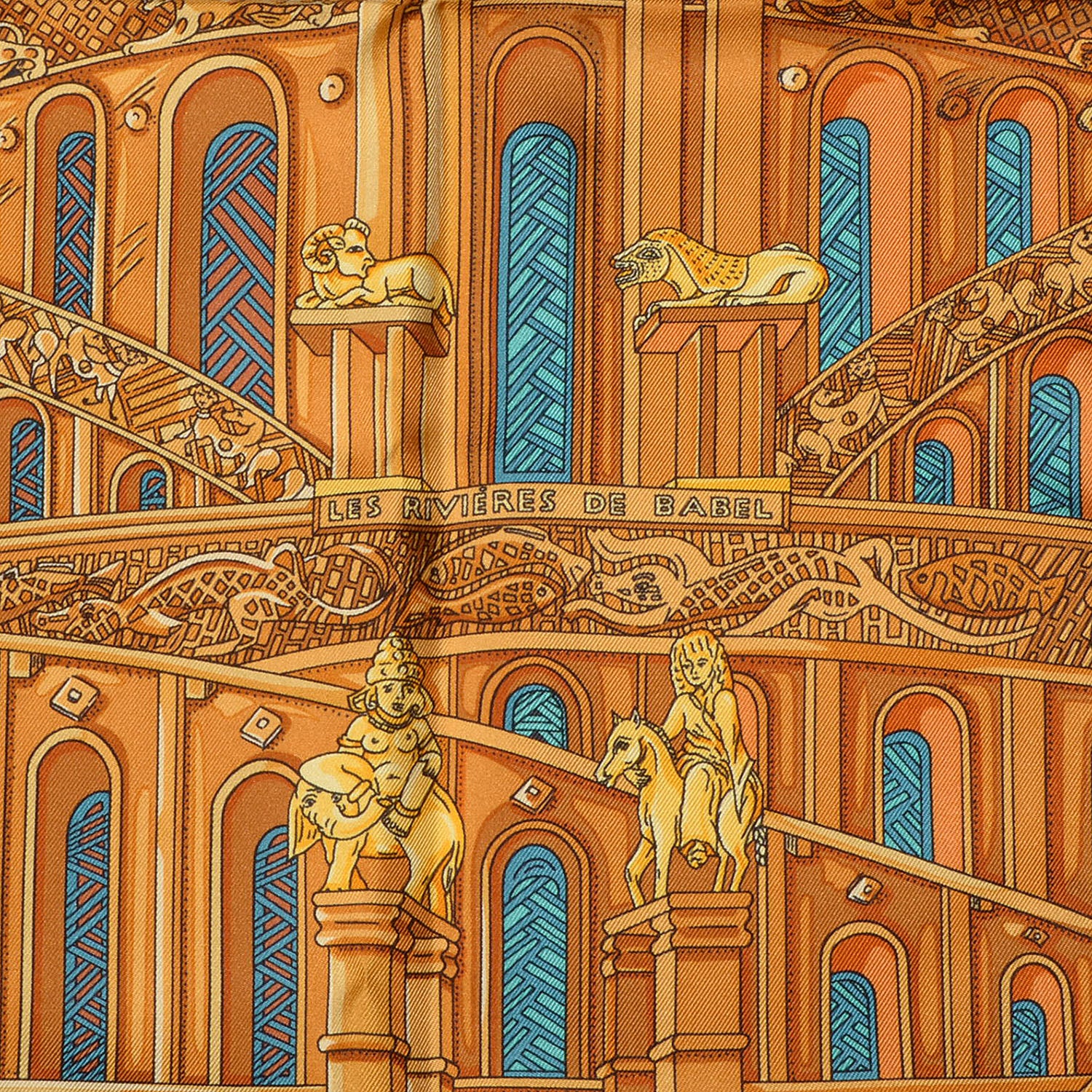 Hermes Silk Les Rivieres de Babel Scarf 90 4 of 5