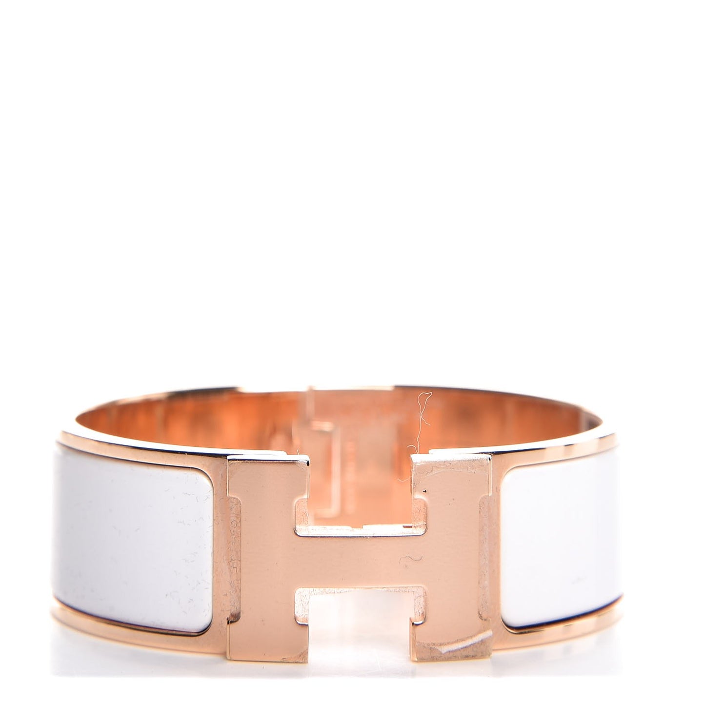 Enamel Wide Clic Clac H Bracelet PM White